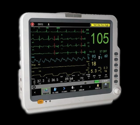 صفحه نمایش LCD 17 اینچی مانیتور قابل حمل بیمار، سیستم مانیتورینگ ICU 5 لید